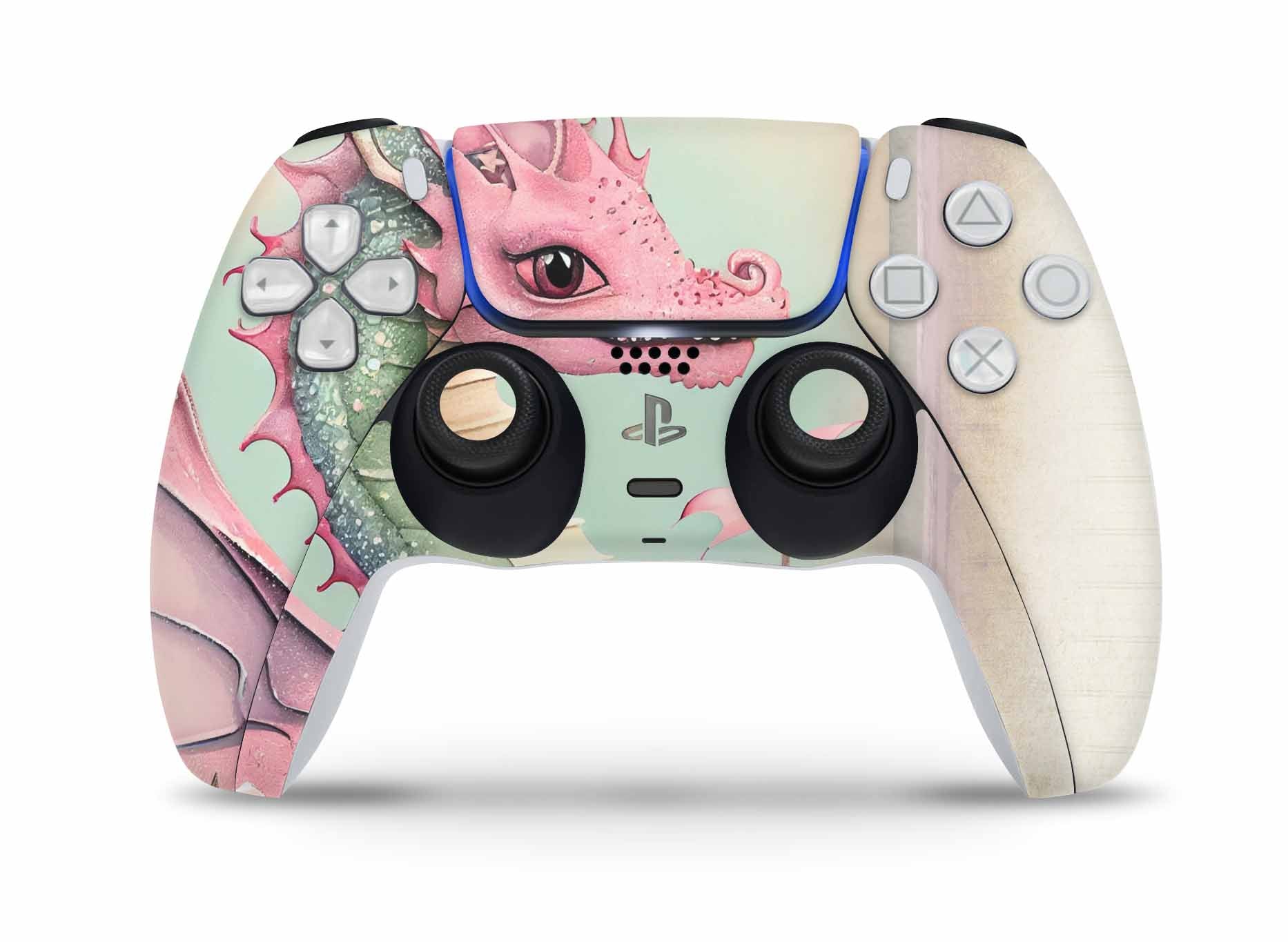 PS5 Controller Skin Vinyl Design Schutzfolie individualisiere Playstation 5 Gamepad Pink Dragon Aufkleber skins4u   