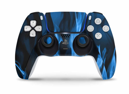 PS5 Controller Skin Vinyl Design Schutzfolie individualisiere Playstation 5 Gamepad blaue Flammen Aufkleber skins4u   