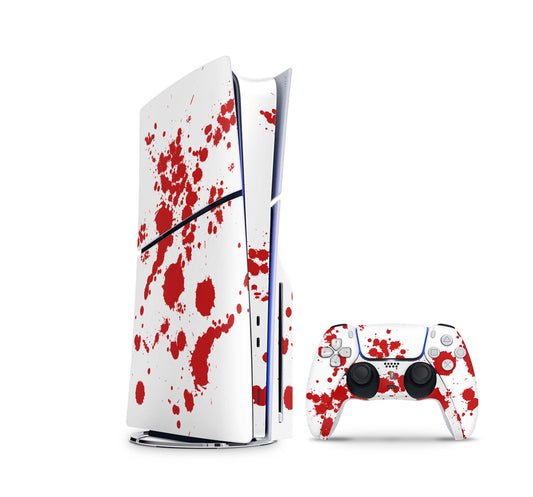 PS5 Slim Skins Disk Edition Aufkleber Design Premium Playstation 5 Skin + PS5 Controller Skin Blood Aufkleber skins4u   