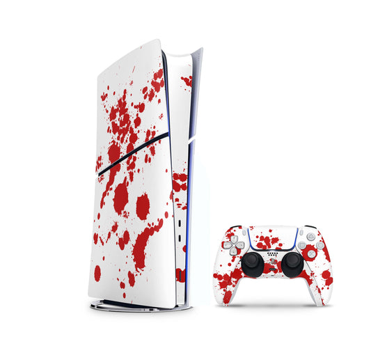 PS5 Slim Skins DIGITAL Edition Aufkleber Design Premium Playstation 5 Skin + PS5 Controller Skin Blood Aufkleber skins4u   