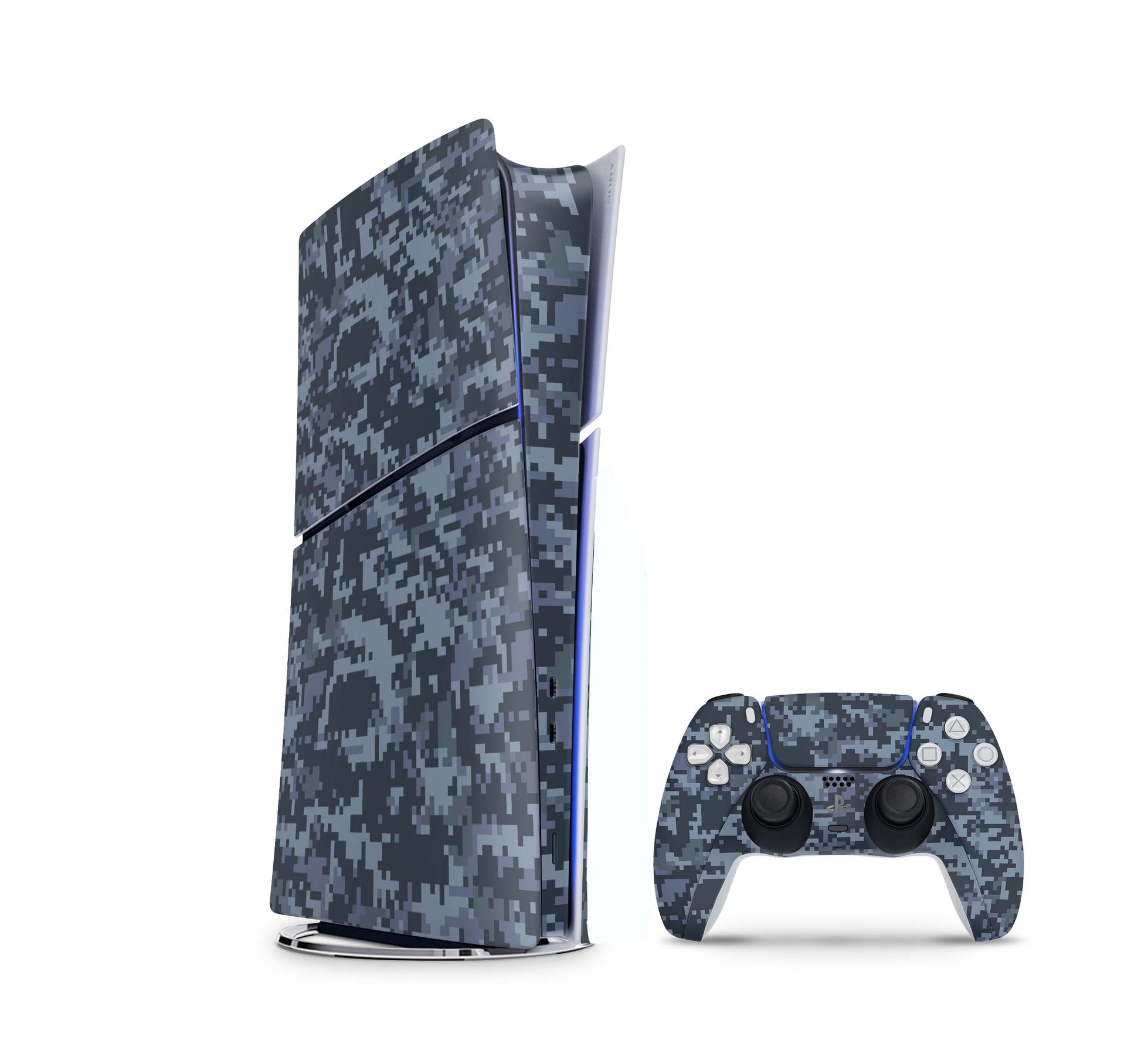 PS5 Slim Skins DIGITAL Edition Aufkleber Design Premium Playstation 5 Skin + PS5 Controller Skin Navy Camo Aufkleber skins4u   