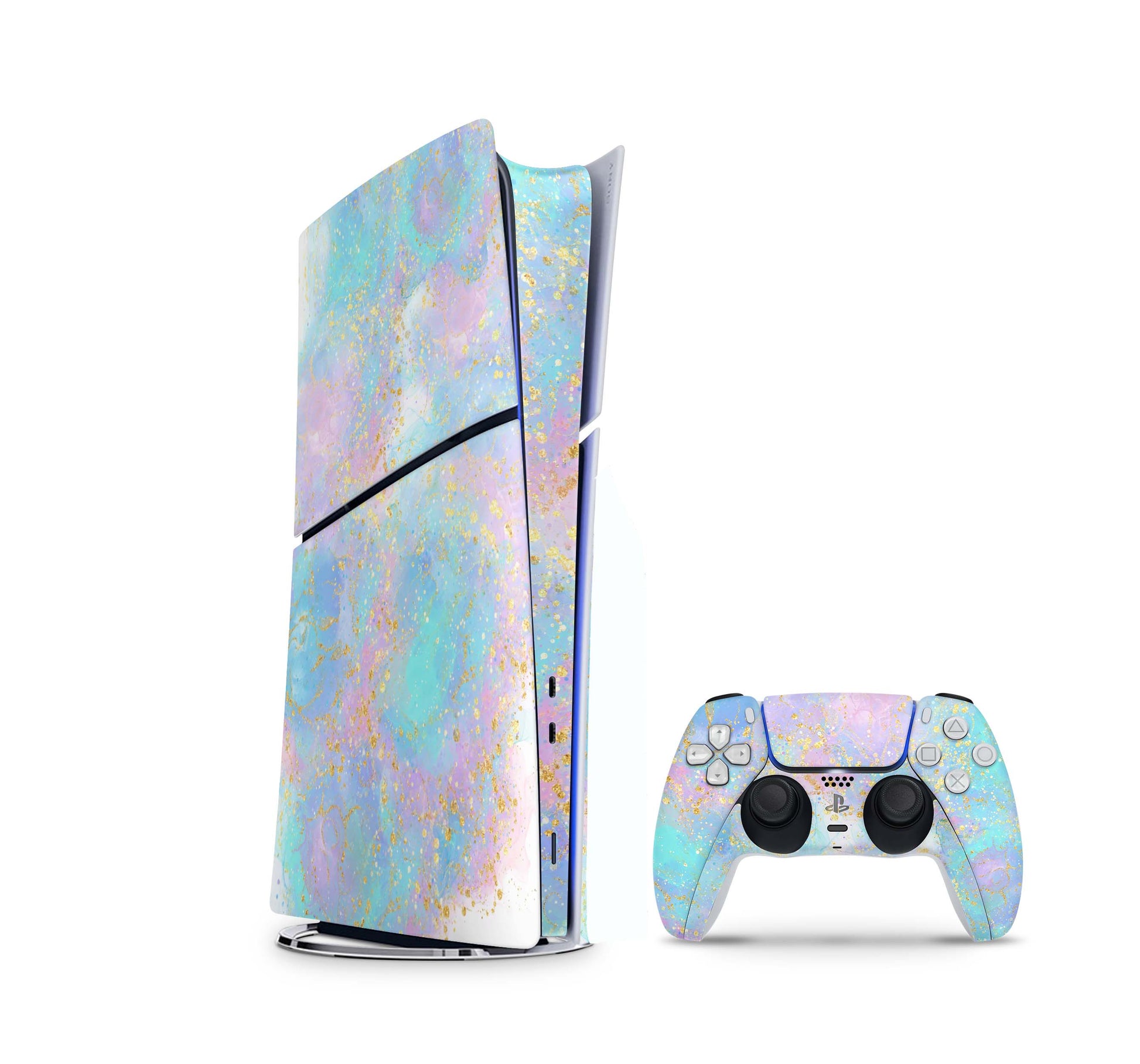 PS5 Slim Skins DIGITAL Edition Aufkleber Design Premium Playstation 5 Skin + PS5 Controller Skin Pink Glitter Rose Aufkleber skins4u   