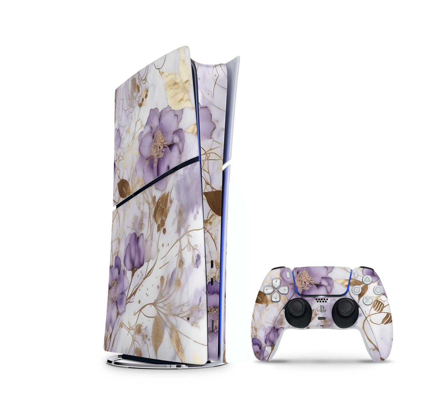 PS5 Slim Skins DIGITAL Edition Aufkleber Design Premium Playstation 5 Skin + PS5 Controller Skin Purple Heart Aufkleber skins4u   