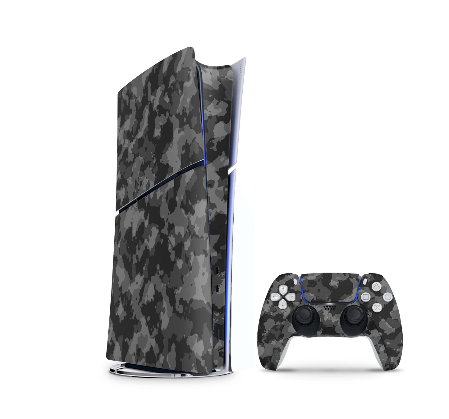 PS5 Slim Skins DIGITAL Edition Aufkleber Design Premium Playstation 5 Skin + PS5 Controller Skin Shadow Camo grau Aufkleber skins4u   