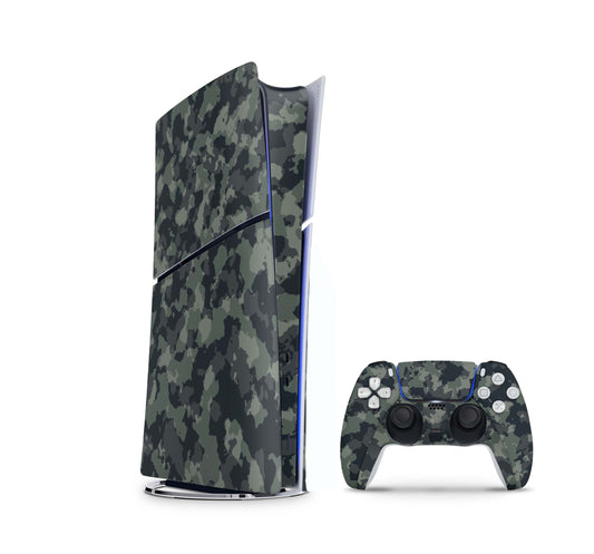 PS5 Slim Skins DIGITAL Edition Aufkleber Design Premium Playstation 5 Skin + PS5 Controller Skin Shadow Camo green Aufkleber skins4u   