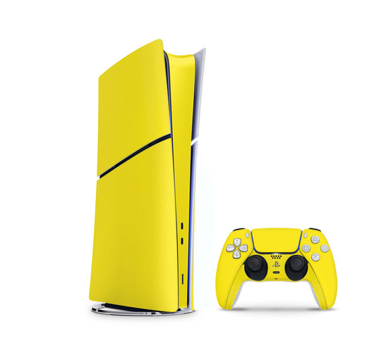 PS5 Slim Skins DIGITAL Edition Aufkleber Design Premium Playstation 5 Skin + PS5 Controller Skin Solid state gelb Aufkleber skins4u   
