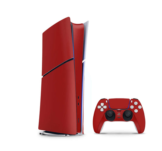 PS5 Slim Skins DIGITAL Edition Aufkleber Design Premium Playstation 5 Skin + PS5 Controller Skin Solid state rot Aufkleber skins4u   