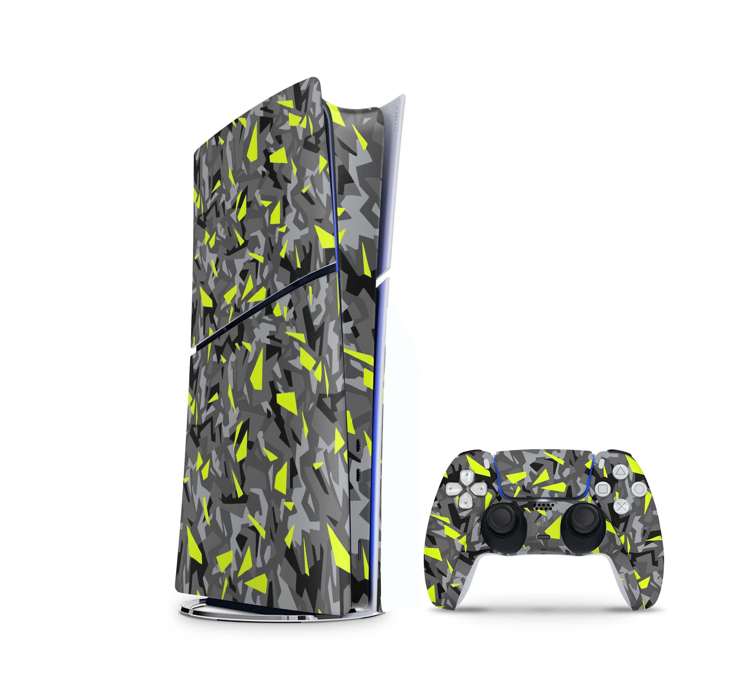 PS5 Slim Skins DIGITAL Edition Aufkleber Design Premium Playstation 5 Skin + PS5 Controller Skin Splatter Yellow Aufkleber skins4u   