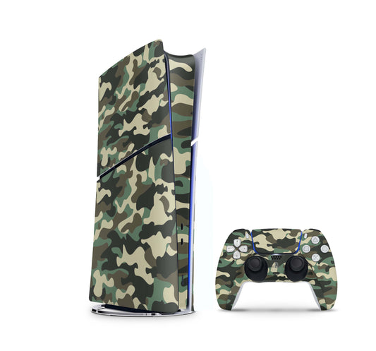 PS5 Slim Skins DIGITAL Edition Aufkleber Design Premium Playstation 5 Skin + PS5 Controller Skin Wood Camo Aufkleber skins4u   