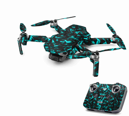 DJI Mini 2 Skins Drohnen Aufkleber Wraps Cover Schutz Folie Elektronik-Sticker & -Aufkleber Skins4u Shattered black blue  