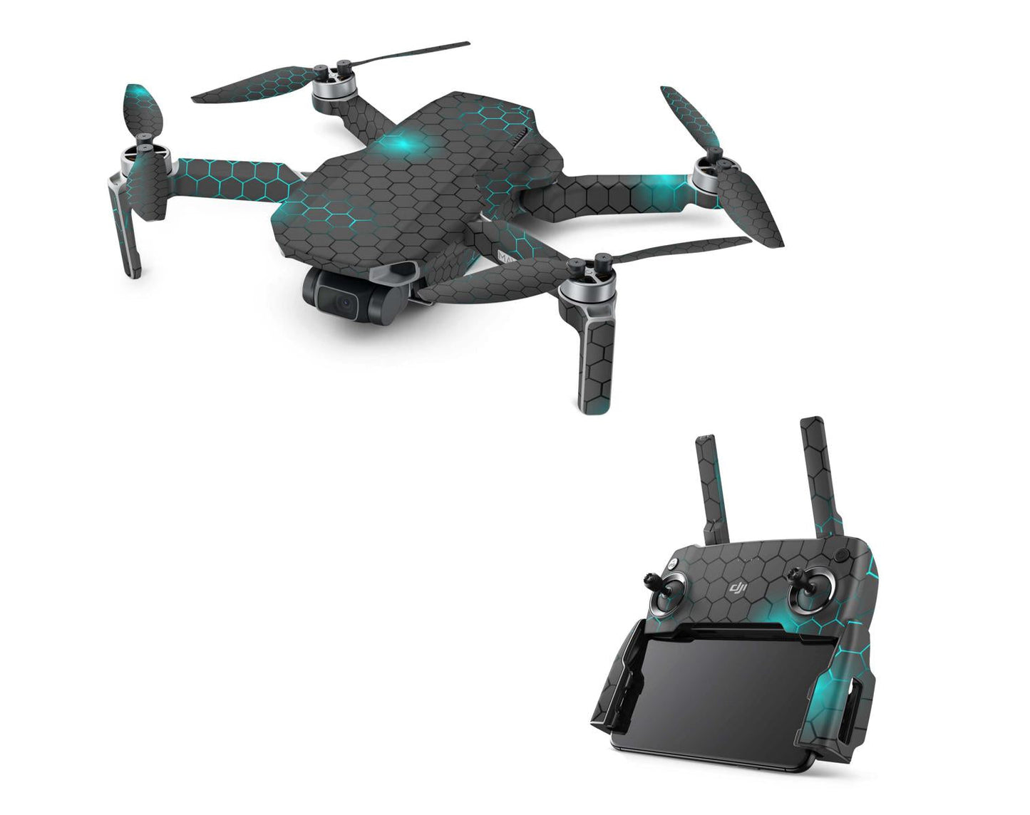 DJI Mavic Mini Serie Skins Mini 2 Mini SE Drohnen Aufkleber Set Exo small blue Elektronik-Sticker & -Aufkleber Skins4u DJI Mavic Mini  