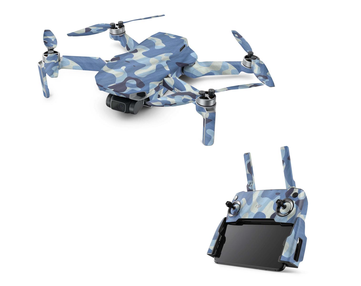 DJI Mavic Mini Skins Drohnen Aufkleber Wraps Cover Schutz Folie Elektronik-Sticker & -Aufkleber Skins4u Waving Camo blau  