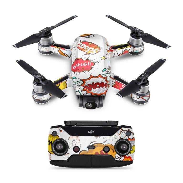 DJI Spark Drohnen Skin Folierung Design Vinyl Skins comics white Elektronik-Sticker & -Aufkleber Skins4u   