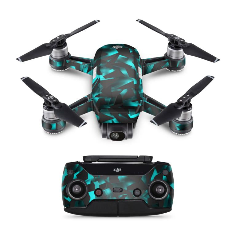 DJI Spark Skins Drohnen Aufkleber Folierung Vinyl Skin Elektronik-Sticker & -Aufkleber Skins4u Shattered black blue  