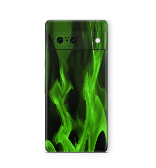 Google Pixel 6 Skin Design Vinyl Premium Aufkleber Schutzfolie Flammen gruen Aufkleber Skins4u   