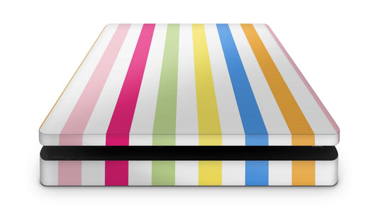 PS4 Slim Playstation 4 Skins: Design Vinyl Premium Skin Aufkleber für Konsole Color Stripes Aufkleber skins4u   