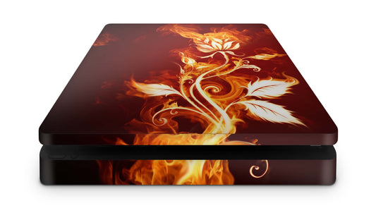 PS4 Slim Playstation 4 Skins: Design Vinyl Premium Skin Aufkleber für Konsole Flower of Fire Aufkleber skins4u   