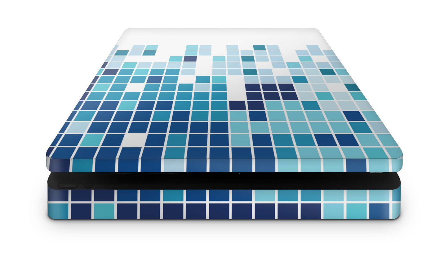 PS4 Slim Playstation 4 Skins: Design Vinyl Premium Skin Aufkleber für Konsole Mosaik blau Aufkleber skins4u   