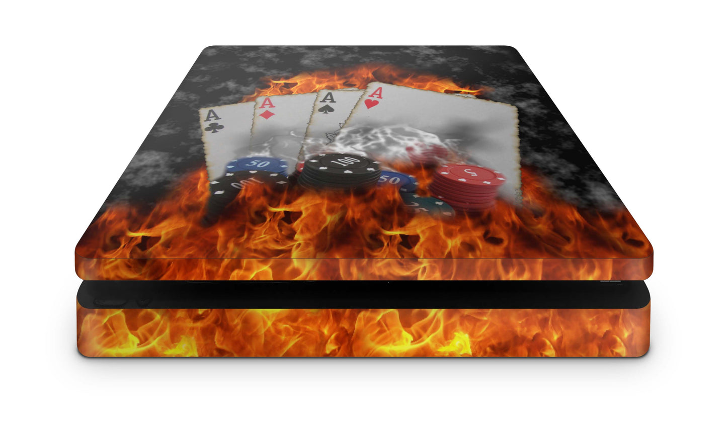 PS4 Slim Playstation 4 Skins: Design Vinyl Premium Skin Aufkleber für Konsole Poker Aufkleber skins4u   