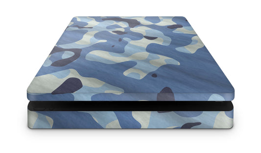 PS4 Slim Playstation 4 Skins: Design Vinyl Premium Skin Aufkleber für Konsole Waving camo blue Aufkleber skins4u   
