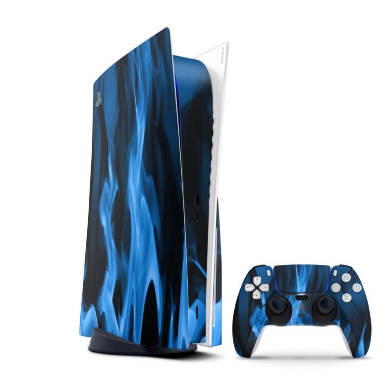 Sony Playstation 5 Skins PS5 Konsolen Aufkleber Vinyl Design Faceplate Skin Aufkleber Skins4u Blaue Flammen  