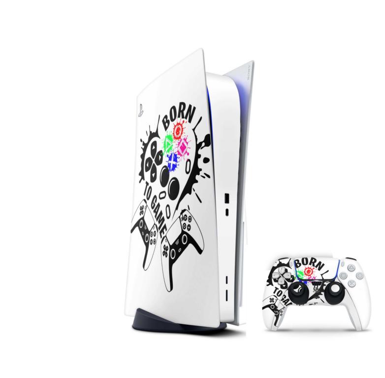 Sony Playstation 5 Skins PS5 Konsolen Aufkleber Vinyl Design Faceplate Skin Aufkleber Skins4u Born to Game  