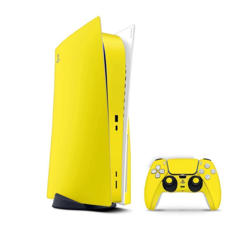 Sony Playstation 5 Skins PS5 Konsolen Aufkleber Vinyl Design Faceplate Skin Aufkleber Skins4u Solid state gelb  