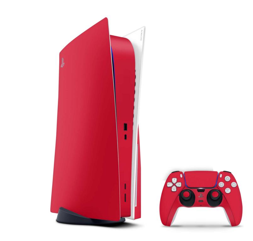 Sony Playstation 5 Skins PS5 Konsolen Aufkleber Vinyl Design Faceplate Skin Aufkleber Skins4u Solid state rot  