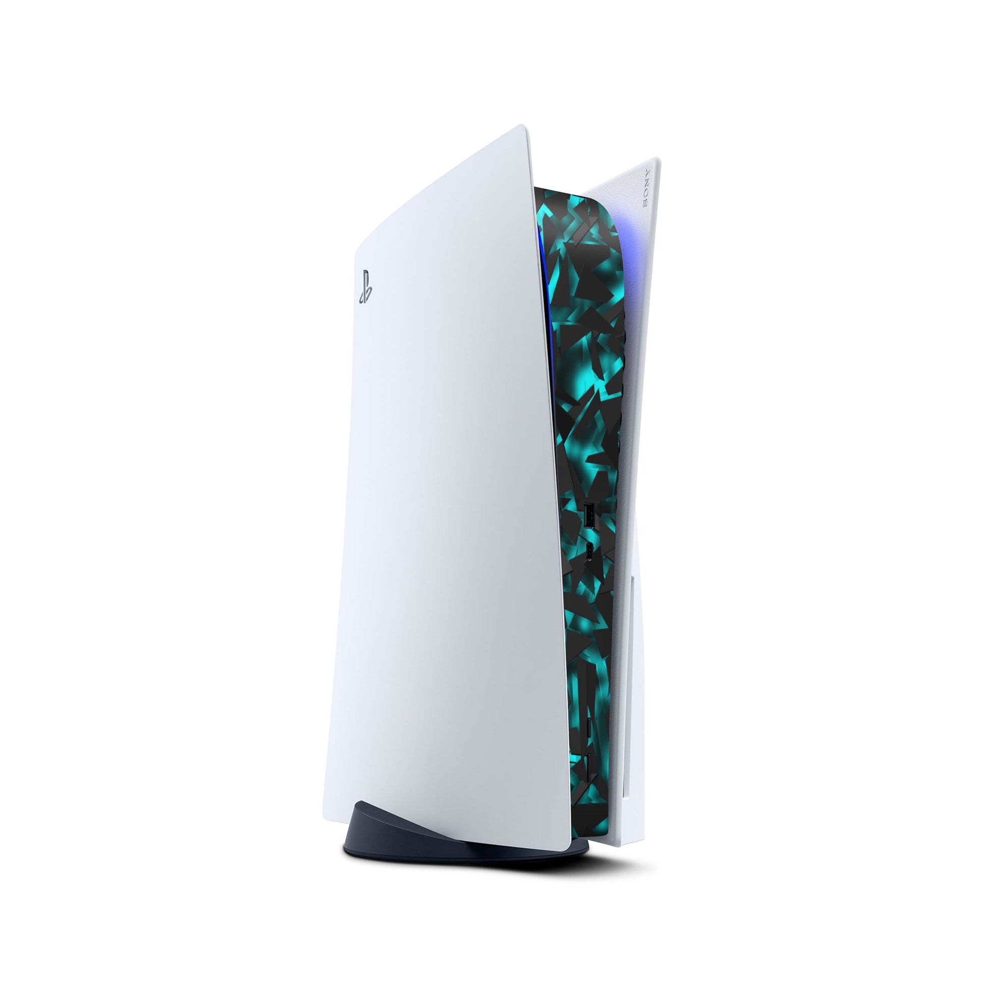 PS5 Center Mittelteil Skins | Hochwertige Skin Aufkleber für deine PS5 Konsole Design shattered black blue Aufkleber skins4u   