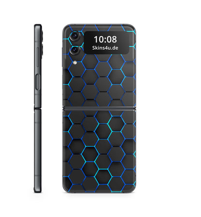 Samsung Galaxy Z Flip 3 Flip 4 Skin Handy Folie Premium Exo blau Aufkleber Skins4u   