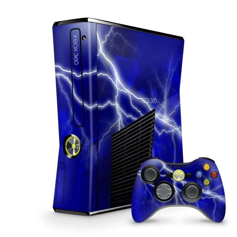 Xbox 360 Slim Skin Design Aufkleber Schutzfolie Vinyl Cover Case modding Skins Aufkleber Skins4u Apocalypse blue  