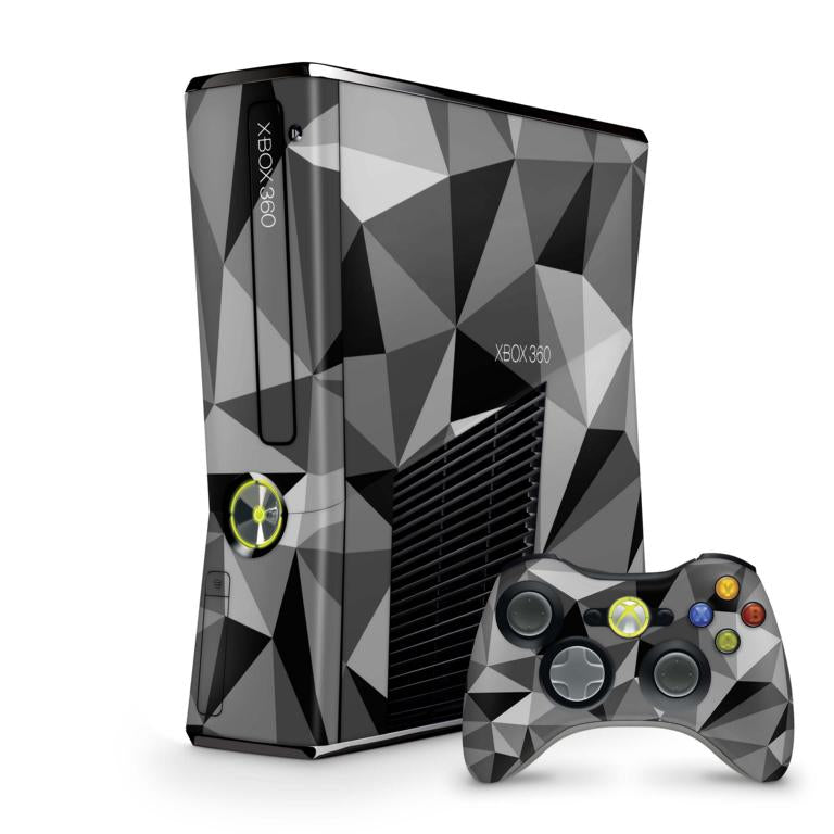 Xbox 360 Slim Skin Design Aufkleber Schutzfolie Vinyl Cover Case modding Skins Aufkleber Skins4u Polygrey  