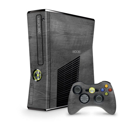 Xbox 360 Slim Skin Design Aufkleber Schutzfolie Vinyl Cover Case modding Skins Aufkleber Skins4u Black Woodgrain  