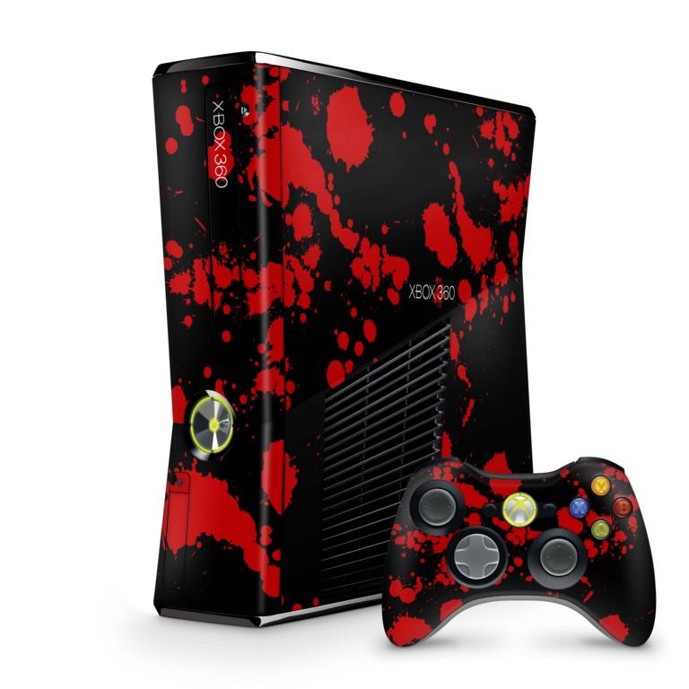 Xbox 360 Slim Skin Design Aufkleber Schutzfolie Vinyl Cover Case modding Skins Aufkleber Skins4u Blood black  