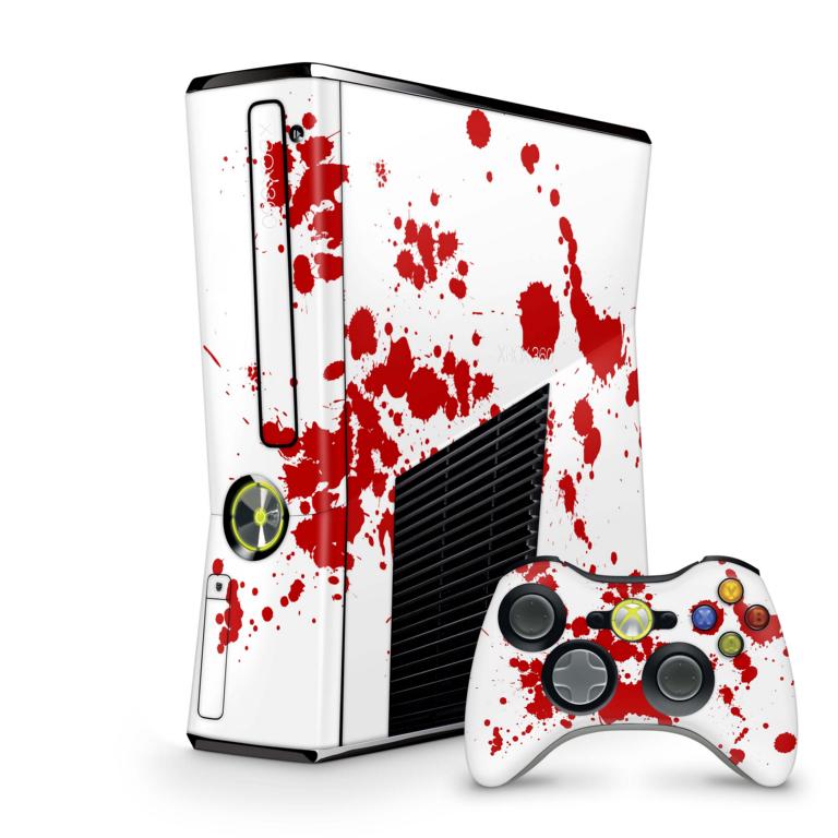 Xbox 360 Slim Skin Design Aufkleber Schutzfolie Vinyl Cover Case modding Skins Aufkleber Skins4u Blood  