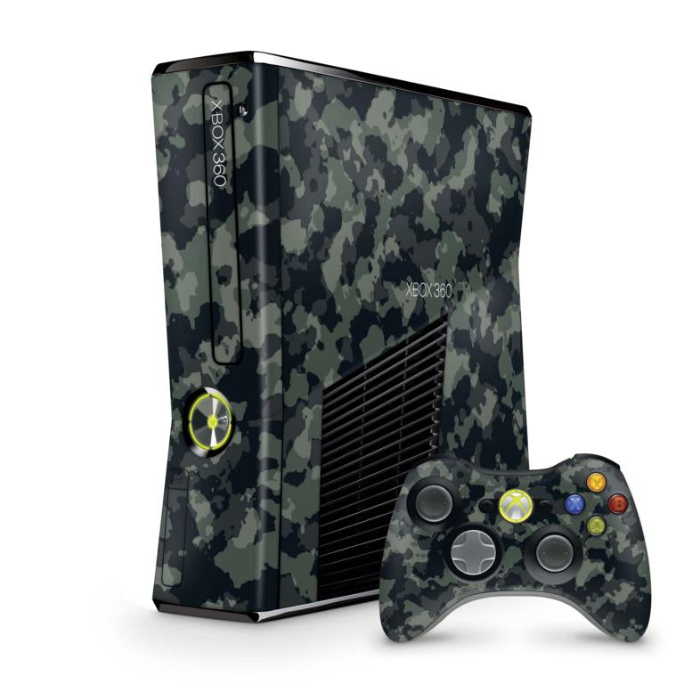 Xbox 360 Slim Skin Design Aufkleber Schutzfolie Vinyl Cover Case modding Skins Aufkleber Skins4u Dark green Camo  