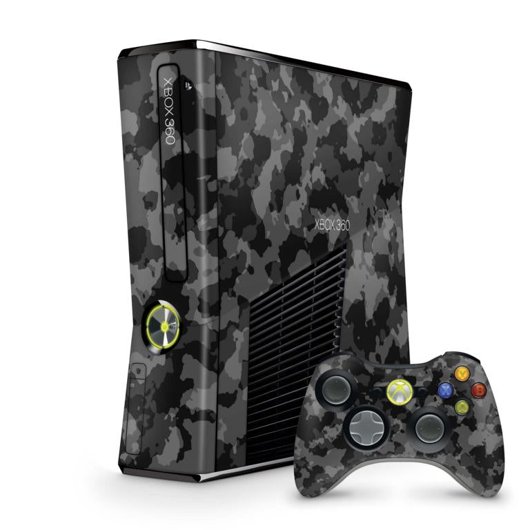 Xbox 360 Slim Skin Design Aufkleber Schutzfolie Vinyl Cover Case modding Skins Aufkleber Skins4u Dark grey Camo  