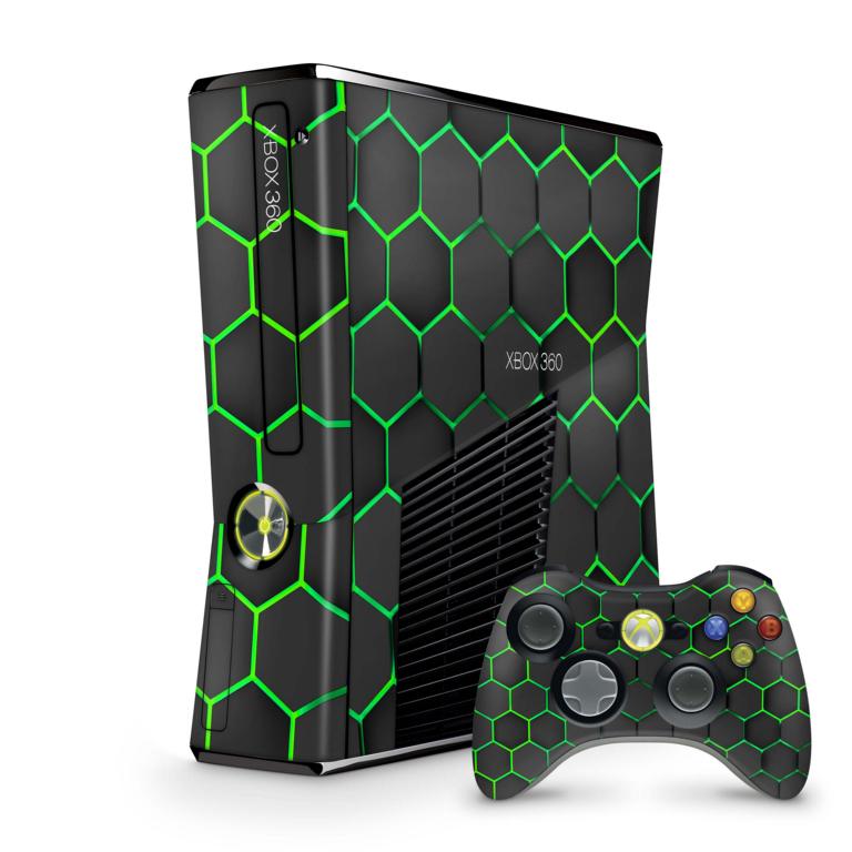 Xbox 360 Slim Skin Design Aufkleber Schutzfolie Vinyl Cover Case modding Skins Aufkleber Skins4u Exo grün  