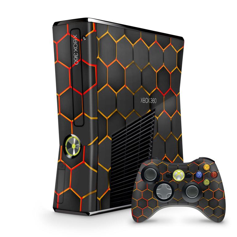 Xbox 360 Slim Skin Design Aufkleber Schutzfolie Vinyl Cover Case modding Skins Aufkleber Skins4u Exo rot  