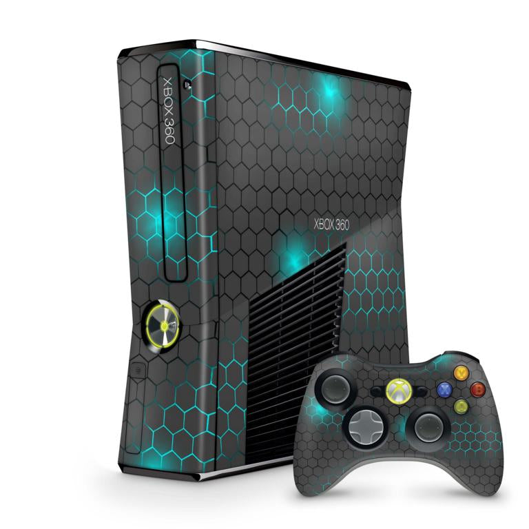 Xbox 360 Slim Skin Design Aufkleber Schutzfolie Vinyl Cover Case modding Skins Aufkleber Skins4u Exo small blue  