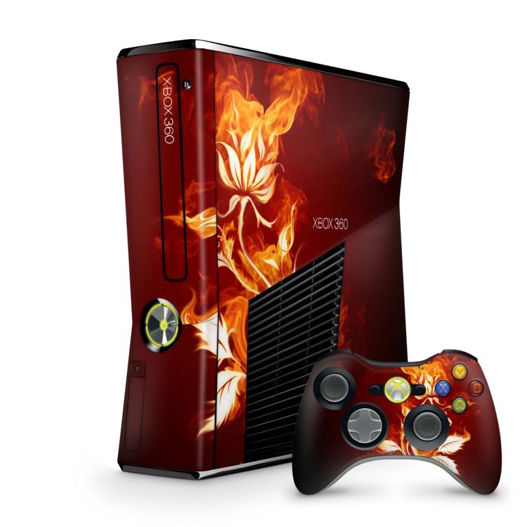 Xbox 360 Slim Skin Design Aufkleber Schutzfolie Vinyl Cover Case modding Skins Aufkleber Skins4u Flower of Fire  