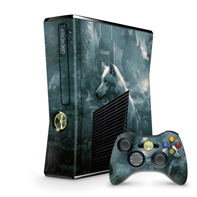 Xbox 360 Slim Skin Design Aufkleber Schutzfolie Vinyl Cover Case modding Skins Aufkleber Skins4u Ghost Wolf  