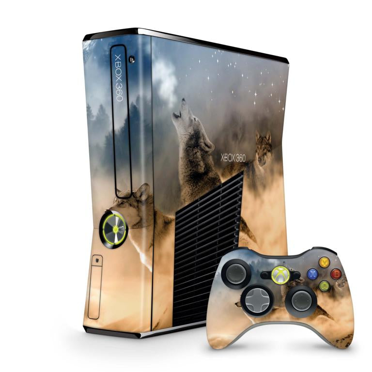 Xbox 360 Slim Skin Design Aufkleber Schutzfolie Vinyl Cover Case modding Skins Aufkleber Skins4u Howling Moon  