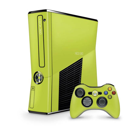 Xbox 360 Slim Skin Design Aufkleber Schutzfolie Vinyl Cover Case modding Skins Aufkleber Skins4u Solid State Limette  