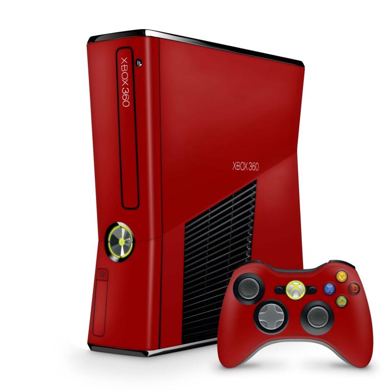 Xbox 360 Slim Skin Design Aufkleber Schutzfolie Vinyl Cover Case modding Skins Aufkleber Skins4u Solid State rot  