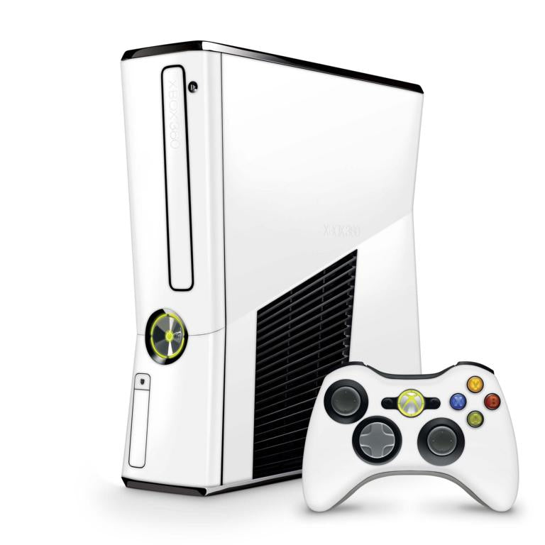 Xbox 360 Slim Skin Design Aufkleber Schutzfolie Vinyl Cover Case modding Skins Aufkleber Skins4u Solid State weiss  