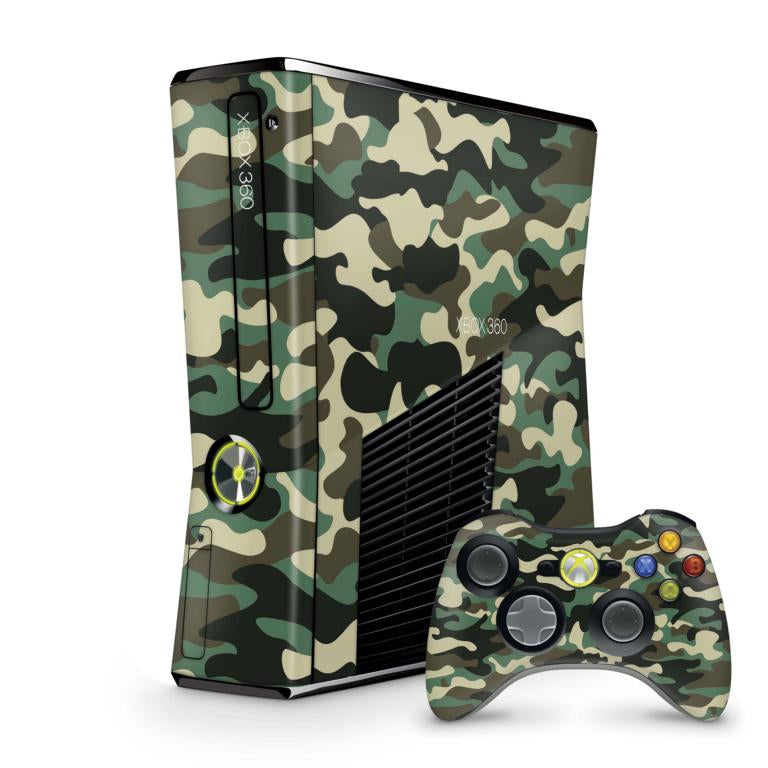 Xbox 360 Slim Skin Design Aufkleber Schutzfolie Vinyl Cover Case modding Skins Aufkleber Skins4u Wood Camo  