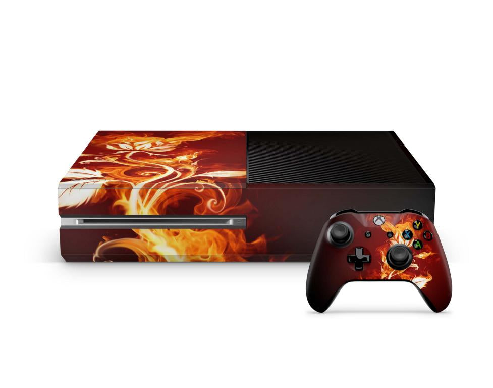 Xbox One Skin Design Aufkleber Schutzfolie Vinyl Cover Case modding Skins Aufkleber Skins4u Flower of Fire  