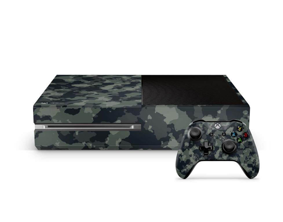 Xbox One Skin Design Aufkleber Schutzfolie Vinyl Cover Case modding Skins Aufkleber Skins4u Dark green Camo  