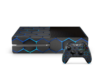 Xbox One Skin Design Aufkleber Schutzfolie Vinyl Cover Case modding Skins Aufkleber Skins4u Exo blau  